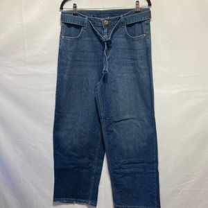 Time & Tru Self Belt Straight Wide leg Jeans